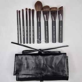 تصویر ست براش 10 تیکه گراف | همراه با کیف آرایشی Graph set 10 Piece Brush