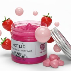 تصویر اسکراب بدن شکری500 گرمی | لایه بردار ، روشن کننده و نرم کننده ی طبیعی پوست بدن - صورتی : آدامسی توت فرنگی body scrub