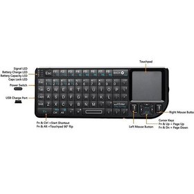 تصویر کیبورد و موس بی سیم کوچک RII X1 مدل RT-MWK01 ا Rii Mini Wireless 2.4GHz Keyboard with Mouse Touchpad Remote Control Rii Mini Wireless 2.4GHz Keyboard with Mouse Touchpad Remote Control