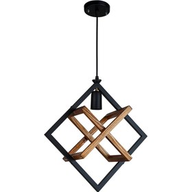 تصویر چراغ آویز چشمه نور مدل A2217/1 با کاسه چوبی تک شعله 