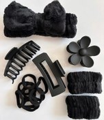 تصویر ست هدبند و مچ بند حوله ای - مشکی 