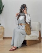 تصویر دو تیکه ماکسی راه راه مدل نیلی کد 50231 