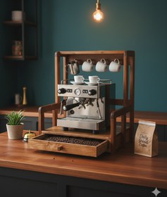 تصویر استند جا قهوه چوبی کشودار 