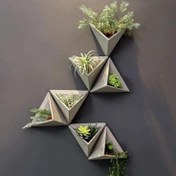 تصویر گلدان بتنی مثلثی دیواری مجموعه 7 عددی (مناسب گیاهان هوازی) 