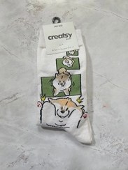 تصویر جوراب اسپرت creatsy طرح گربه ساق بلند - سفید Creatsy cat pattern sports socks