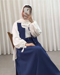 تصویر ست چهار تیکه شومیز و دامن زنانه رنگ سرمه ای 