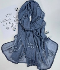 تصویر شال حریر سنگ‌شور گل‌دوزی Gucci | سبک و لطیف | سرخور عالی 