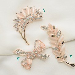 تصویر سنجاق سینه زنانه صدفی (پاپیون، برگ، پر) 