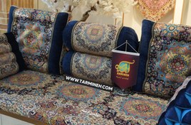 تصویر پشتی سنتی شاه نشین ترمه طرح ونوس سرمه ای 