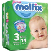 تصویر مولفیکس پوشک سایز 3 (14 عددی) Molfix Baby Diaper 3 (14 Diapers)