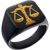 تصویر انگشتر مردانه طرح مهر با ورق طلای ۲۴ عیار 