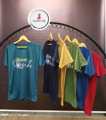 تصویر تیشرت زنانه راحتی - آبی / قد۶۸ پهنا۴۹ کشی فری سایز ۳۸تا ۴۶ 