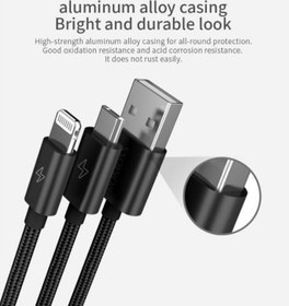 تصویر کابل تبدیل USB به لایتنینگ/microUSB روموس مدل CB209 طول 1.5 متر 