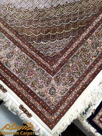 تصویر فرش دستباف ماهی خوی جفت 9 متری کد 168 کرم ، گره ترکی ، پشم پرویزیان ، ۱۵ متن رنگی