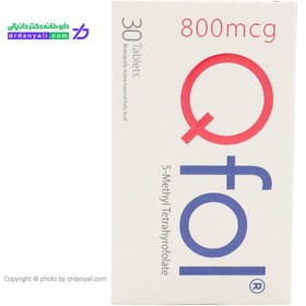 تصویر کیوفول قرص 30 عددی طب مفید نیکان Qfol 800 Mcg 30 Tablets Nikan