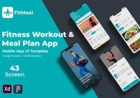 تصویر کیت رابط کاربری تمرین و برنامه غذایی فیتمیل | FitMeal Fitness UI Kit 