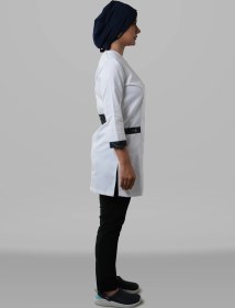تصویر روپوش زنانه ترکیبی طرح مدیکال مشکی Women's black Medical design combination Lab Coat