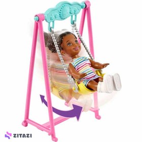 تصویر عروسک باربی همراه کودک در پارک مدل Barbie Babysitter Skipper Playhouse Set - زمان ارسال 15 تا 20 روز کاری 