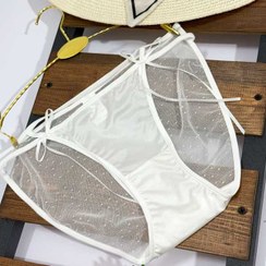 تصویر شورت زنانه ساتن پشت توری خال‌دار پینترستی 
