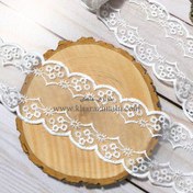 تصویر دانتل شیفون دو طرفه طرح موج و ستاره (کد30) 