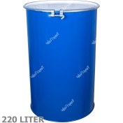 تصویر بشکه فلزی دهانه باز 220 لیتری بدون شیار با کمربند پیچ دار 220L Open Mouth Metal Barrel Without Grooves With Screw Belt
