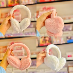 تصویر گوش گیر پشمالو طرح قلب _ گرم و نرم _ کیفیت درجه یک - گوشگیر Heart Design Fluffy Earmuffs _ Warm & Cute