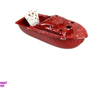 تصویر اسباب بازی نوستالژیک قایق نفتی قرمز خال خالی بزرگ 