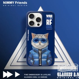 تصویر کاور Nimmy طرح گربه آبی Blue Cat گوشی ایفون iPhone 14ProMax 