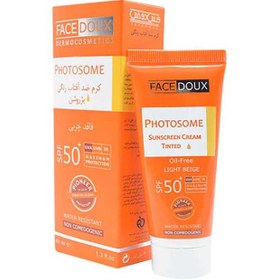 تصویر کرم ضد آفتاب فوتوزوم فیس دوکس ⁺SPF50 بژ روشن |۴۰ میل| مقاوم در برابر تعریق Face Doux Photosome Sunscreen Cream Invisible SPF 50⁺ 40ml