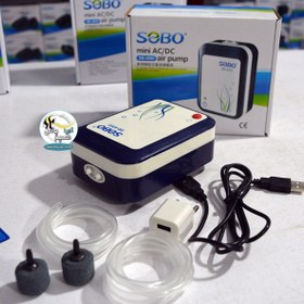 تصویر پمپ هوا شارژی USB‌ دار ۲ خروجی SB-4000 سوبو Aquarium MACHINE BATTERIES Air Pump SB 4000