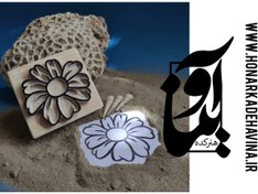 تصویر Price and online purchase of handmade linoleum stamp with wooden base and flower-shaped foam 