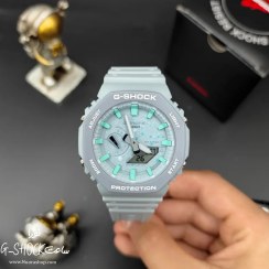 تصویر ساعت جیشاک آبی کمرنگ صفحه برفی G-Shock ga-2100 جی شاک ( G-Shock )