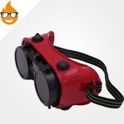 تصویر عینک جوشکاری دو جداره یونیکو رنگ قرمز 