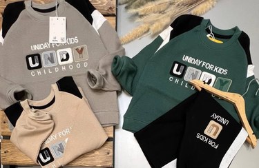 تصویر ست پاییزه پسرانه بلوز بیسکوییتی و شلوار پنبه گلکسی لاکرا دار | سایز 45 تا 60 | کیفیت عالی 