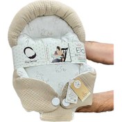 تصویر قنداق سوئیسی (آغوش گیر) نوزادی پیکه طرح خرگوش خطی نسکافه ای الا ELA 