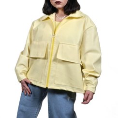 تصویر کت چرم زرد پاستلی 