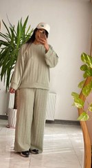 تصویر بلوز شلوار سوگند جنس توییت پشمی درجه یک کد1412 - نسکافه ای / فری ۳۸ تا ۴۸ 