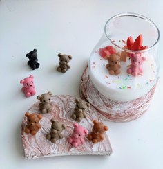 تصویر شمع شیشه ای مدل خرس تدی 