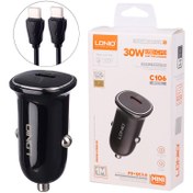 تصویر شارژر فندکی فست با کابل دوسر تایپ سی LDNIO C106 30W LDNIO C106 30W car charger with type c cable