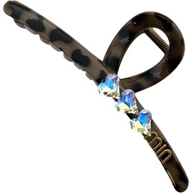 تصویر کلیپس بزرگ پلنگی نگین قلبی 