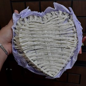 تصویر جا نانی حصیری طرح خال خالی مدل قلب 