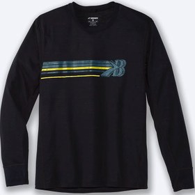 تصویر آستین بلند ورزشی مردانه بروکس مدل Brooks Men's Distance Graphic Long Sleeve|مشکی 