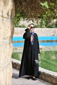 تصویر عبا جواهر دوزی جلو باز آستین چین دار abaya