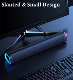 تصویر Computer Speakers, USB Powered Small PC Speakers, Colorful RGB Lights with Switch Button, Surround Sound Portable Computer Sound Bar Speaker for Desktop Laptop 