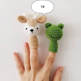تصویر عروسک انگشتی بافتنی با بسته بندی - گربه گوش مشکی 