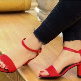 تصویر کفش تابستانه و مجلسی دخترانه بندی در دومدل جیر و چرم پاشنه 5 سانت مدل 136 