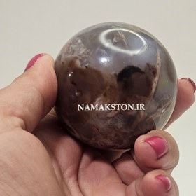 تصویر گوی عقیق 220 گرمی با پایه چوبی agate ball2