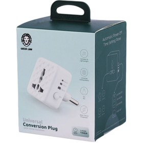 تصویر تبدیل برق تایمردار گرین لاین مدل Universal Conversion Plug Green Lion Universal Conversion Plug With Timer