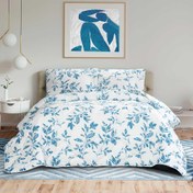 تصویر لحاف طرح‌دار با رویه بالش هایکا سفید یکنفره 