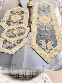 تصویر رومیزی ترمه ابریشمی ۴ تیکه 